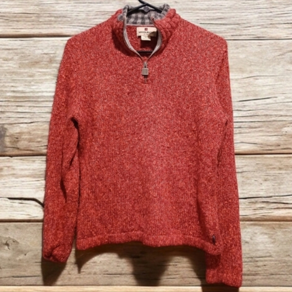 Woolrich Zip Lamb Wool Collar Womans Sweater Ruby Color Size Medium